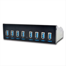 Hub USB 3.0/5.25 à 8 ports avec séparateurs en façade pour PC