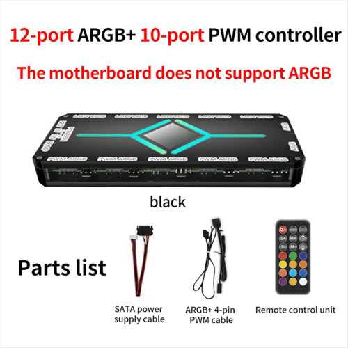 Μαγνητικός κόμβος αναρρόφησης 12 θυρών ARGB + 10 PWM με τηλεχειριστήριο και διαχωρισμό 2