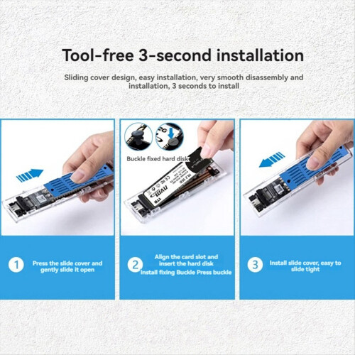 M.2 NVME/NGFF Dual Protocol Solid State-diskkabinett Intelligent Digit 2