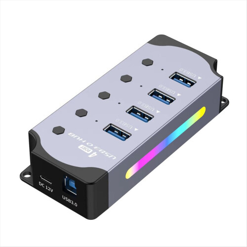 Διαχωριστής προσαρμογέα διανομέα USB 3.0 4 θυρών με ξεχωριστό διακόπτη LED on/off 2