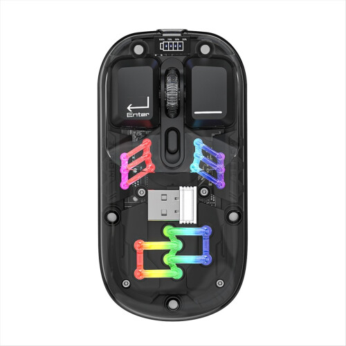 Mouse BM200 Dual-Mode RGB 2.4G Wireless Bluetooth Trasparente Gaming E