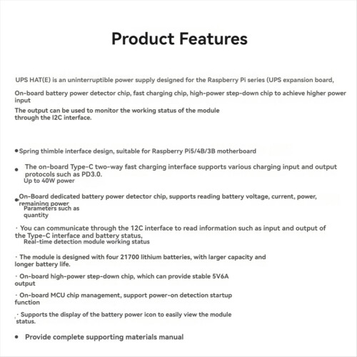 Για 5 Αδιάλειπτο Τροφοδοτικό UPS HAT Type-C Γρήγορη Φόρτιση για 4B