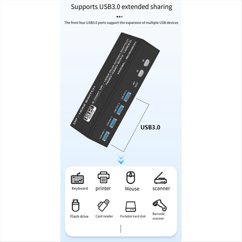 8K 60Hz DP/-kompatibler KVM-Switch USB 3.0 für 2 Monitore und Computer