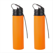 Orange foldbar silikone 600ml vandflaske cykelkop bærbar shatte