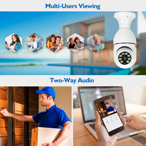 E27 WiFi Smart Camera 1080P with Two-Way Audio, Night Vision 2