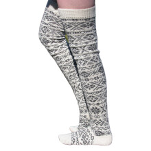 Chaussettes hautes tricotées pour femmes, automne, flocon-Argent