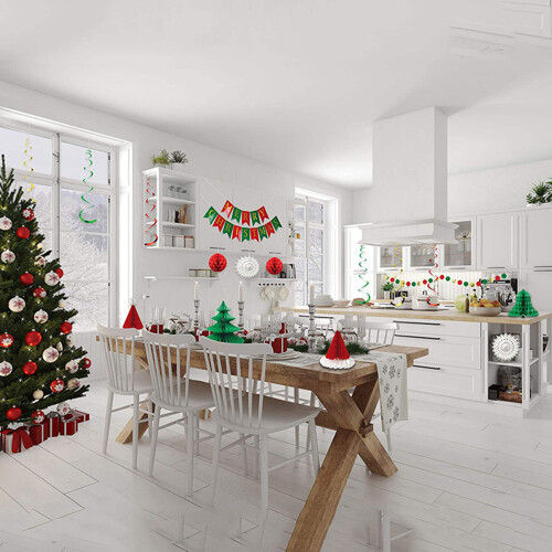 Éventail en papier de noël pour ensemble de bannières, arbre de 2