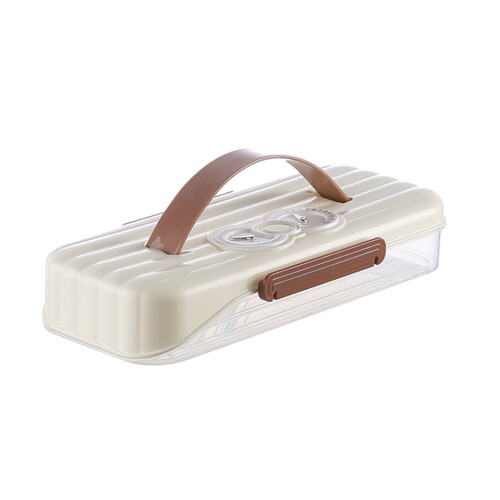 Portable Refrigerator Storage Box Accessory-Cream Rice 1 layer