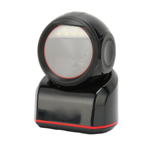 USB 2D Barcode Scanner, Omnidirectional, Red LED, Desktop Black