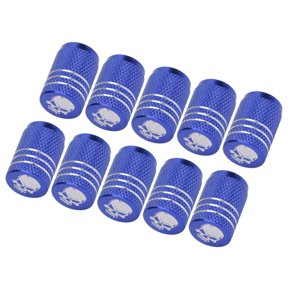 Universal Skull Tire Valve Caps Set Of 10 For Cars Bicycles Suvs Trucks Blue 4921357255409