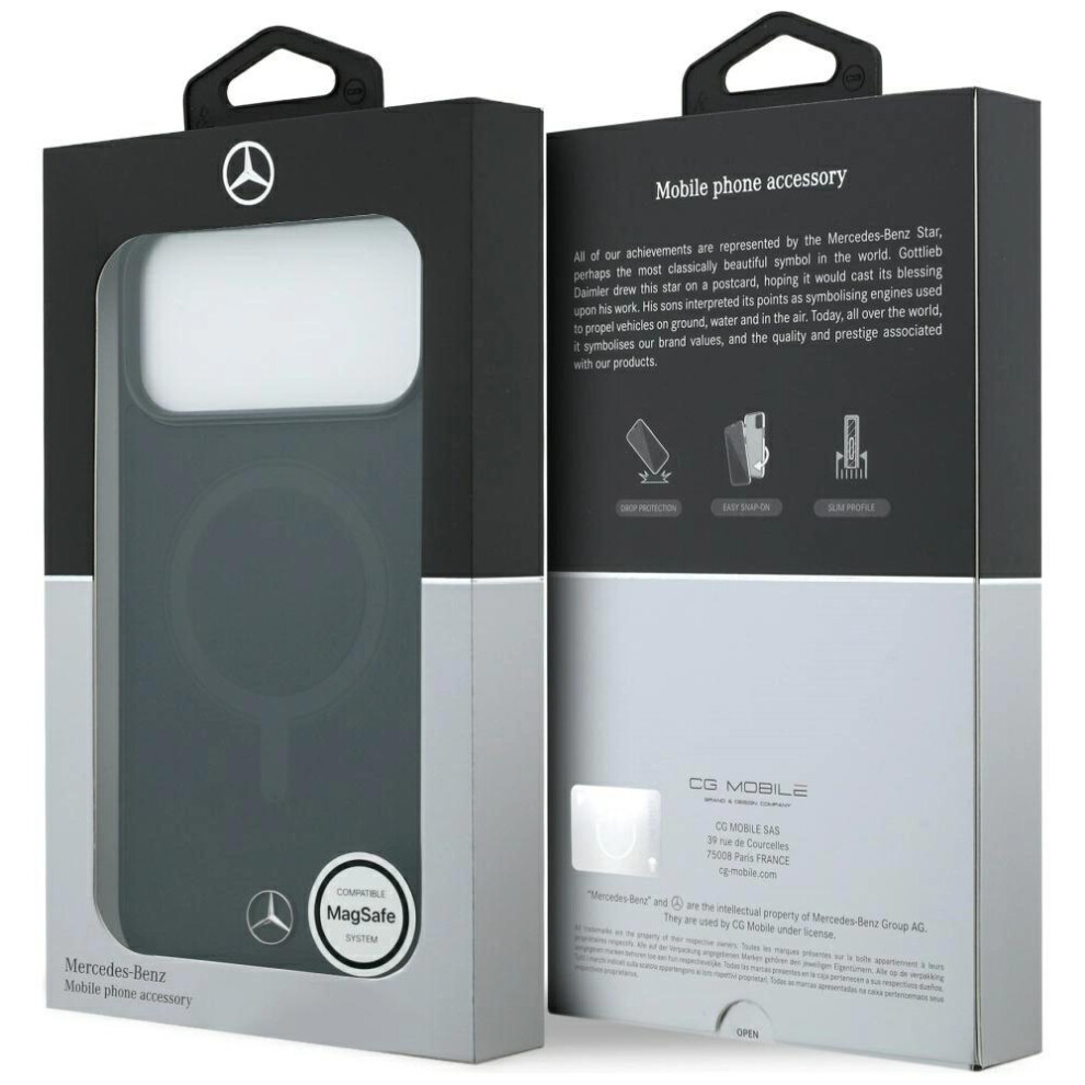 Mercedes Plain Smooth Leather Case With Magsafe For Iphone 17 Pro Max 6.9" - Emhmp17x23rcmk Black 3666339568511