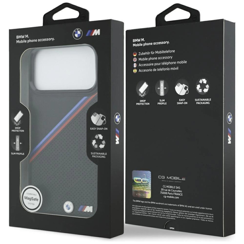 Bmw M Tricolor Metal Logo Case With Magsafe For Iphone 17 Pro Max 6.9" Black - Bmhmp17x25pcspek