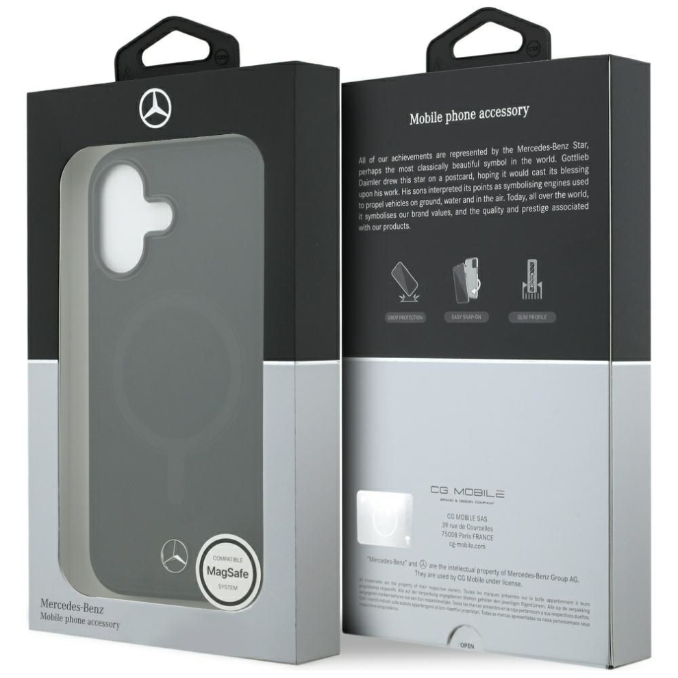 Mercedes Black Plain Smooth Leather Case With Magsafe For Iphone 17 6.3" - Emhmp17s23rcmk