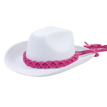 Fashion British Style Cowgirl Hat Woman Man Cowboy Hat-White