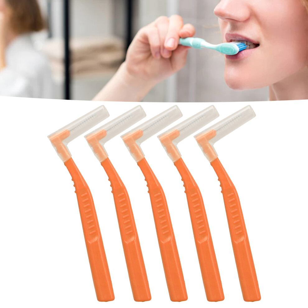 5pcs Orange L Shaped Brushes for Oral Hygiene - Easy Plaque Cleaning