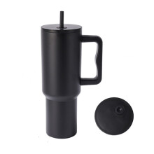 40 oz Autobecher mit großem Fassungsvermögen, Griffisolierung und Kälteisolierung (schwarz)