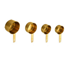 Messbecher- und Löffelset aus Edelstahl, Kaffeegewürz-Hotel-Backküchenwerkzeug, vierteiliges Set (goldfarben)