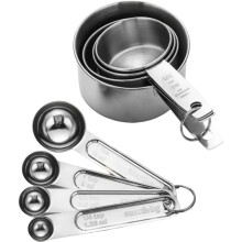 Messbecher- und Löffelset aus Edelstahl, Kaffeegewürz, Hotel-Backküchenwerkzeug, vierteiliges Set (Splitter)
