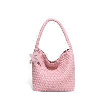 Modische handgewebte Damentasche, einfache handgehaltene Gemüsekorbtasche (Pink)