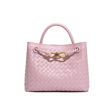 Große Handtasche, handgewebte Tasche, einfache Umhängetasche für Damen mit einer Schulter (Pink)