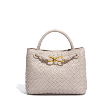 Große Kapazität Handtasche Handgewebte Tasche Einfache Single Shoulder Crossbody Damentasche (Weiß)