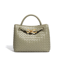 Große Handtasche, handgewebte Tasche, einfache Umhängetasche für Damen mit einer Schulter (hellgrün)