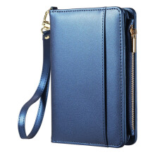 Neu Multifunktionale Große Kapazität Anti Rfid Zipper Passport Tasche Id Tasche (Blau