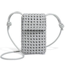 Windmühlenknoten geflochtene Handytasche, hohle One-Shoulder-Kleine Umhängetasche für Damen (hellgrau)