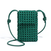Windmühlenknoten geflochtene Handytasche, hohl, eine Schulter, kleine Umhängetasche für Damen (grün)