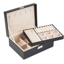 Tragbare multifunktionale Aufbewahrungsbox für Schmuck und Zubehör (schwarz)