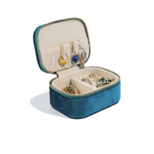 Tragbare Reise-Schmuckschatulle für Ringe, Halsketten und Ohrringe, Mini-Schmuckaufbewahrungsbox (Dunkelblau)