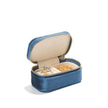 Tragbare Reise-Schmuckschatulle für Ringe, Halsketten und Ohrringe, Mini-Schmuckaufbewahrungsbox (Dunkelblau)
