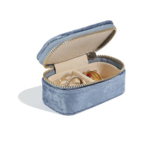 Tragbare Reise-Schmuckschatulle für Ringe, Halsketten und Ohrringe, Mini-Schmuckaufbewahrungsbox (Hellblau)