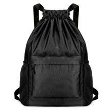 Einfacher Rucksack mit Kordelzug und großer Kapazität (Schwarz)