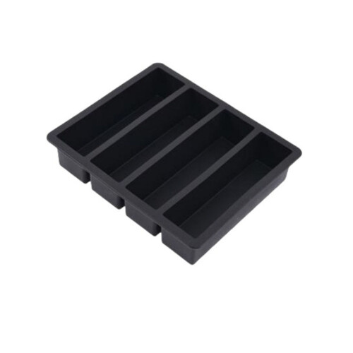 Neue Eiswürfelschale aus Silikon mit vier Gittern, lang, Eisform, Eiswürfelbox (gelb, mit Deckel) 1