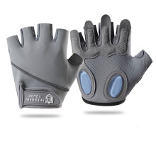 Neue rutschfeste, atmungsaktive und verschleißfeste Halbfinger-Fahrradhandschuhe für das Handgelenk (grau)