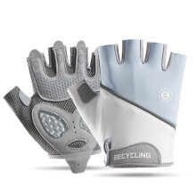 Fitness Outdoor Radfahren Atmungsaktive Ice Silk Silikon Handflächenschutz Sport Halbfinger Fahrradhandschuhe (Blau)