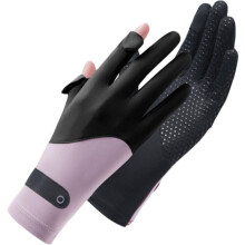 Leichte, rutschfeste Sonnenschutzhandschuhe aus Eisseide mit zwei Fingern und UV-Schutz für Touchscreens (schwarz)
