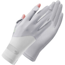 Leichte, rutschfeste Sonnenschutzhandschuhe aus Eisseide mit zwei Fingern und UV-Schutz für Touchscreens (grau)
