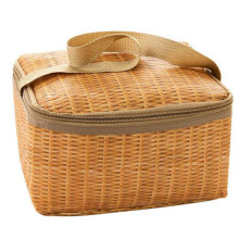Niedliche Lunchtasche mit großer Kapazität, Lunchtasche aus Rattanimitat