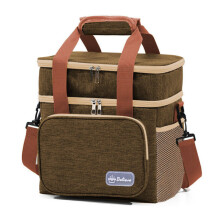 Erweiterbare doppellagige Lunchtasche, isolierte Handtasche (braun)