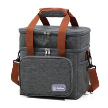 Erweiterbare doppellagige Lunchtasche, isolierte Tragetasche (grau)