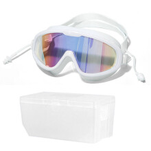 Wasserdichte und beschlagfreie HD-Schwimmbrille für Erwachsene mit großem Rahmen (weiß)