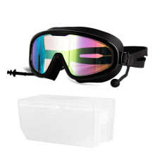 Wasserdichte und beschlagfreie HD-Schwimmbrille für Erwachsene mit großem Rahmen (schwarz)