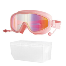 Wasserdichte und beschlagfreie HD-Schwimmbrille für Erwachsene mit großem Rahmen (Pink)