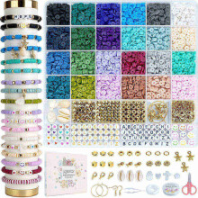 5500 Stück DIY-Schmuckset aus weichen Tonperlen, lose Perlen, Armband, Halskette