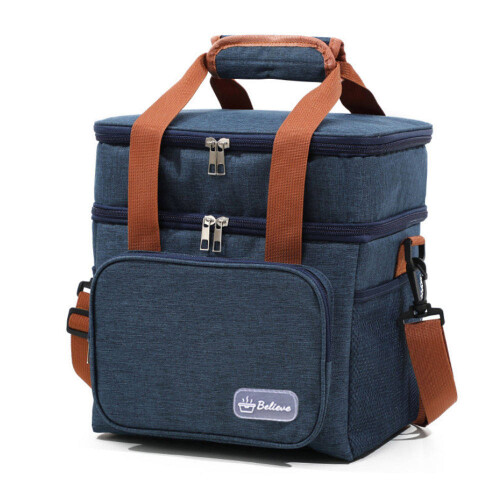 Erweiterbare doppellagige Lunchtasche, isolierte Tragetasche (grau) 2