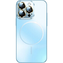 Galvanische dünne Kreis-Magnettelefon-Schutzhülle für iPhone 16Pro (blau)