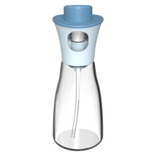 Ölsprühflasche zum Pressen, Gewürzflasche, staubdichter Ölkontroll-Öltopf aus Glas (blau)