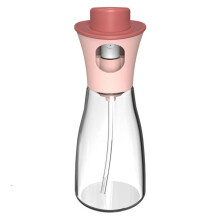 Ölsprühflasche zum Pressen, Gewürzflasche, staubdichter Ölkontroll-Öltopf aus Glas (Pink)
